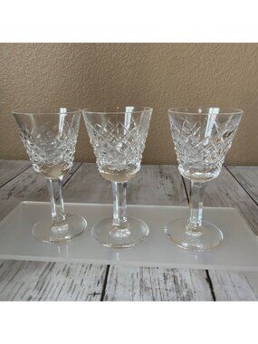 3 X Waterford Crystal ALANA 3 3/8" Cordial/Liqueur Glasses Diamond Cut Gothic Ma